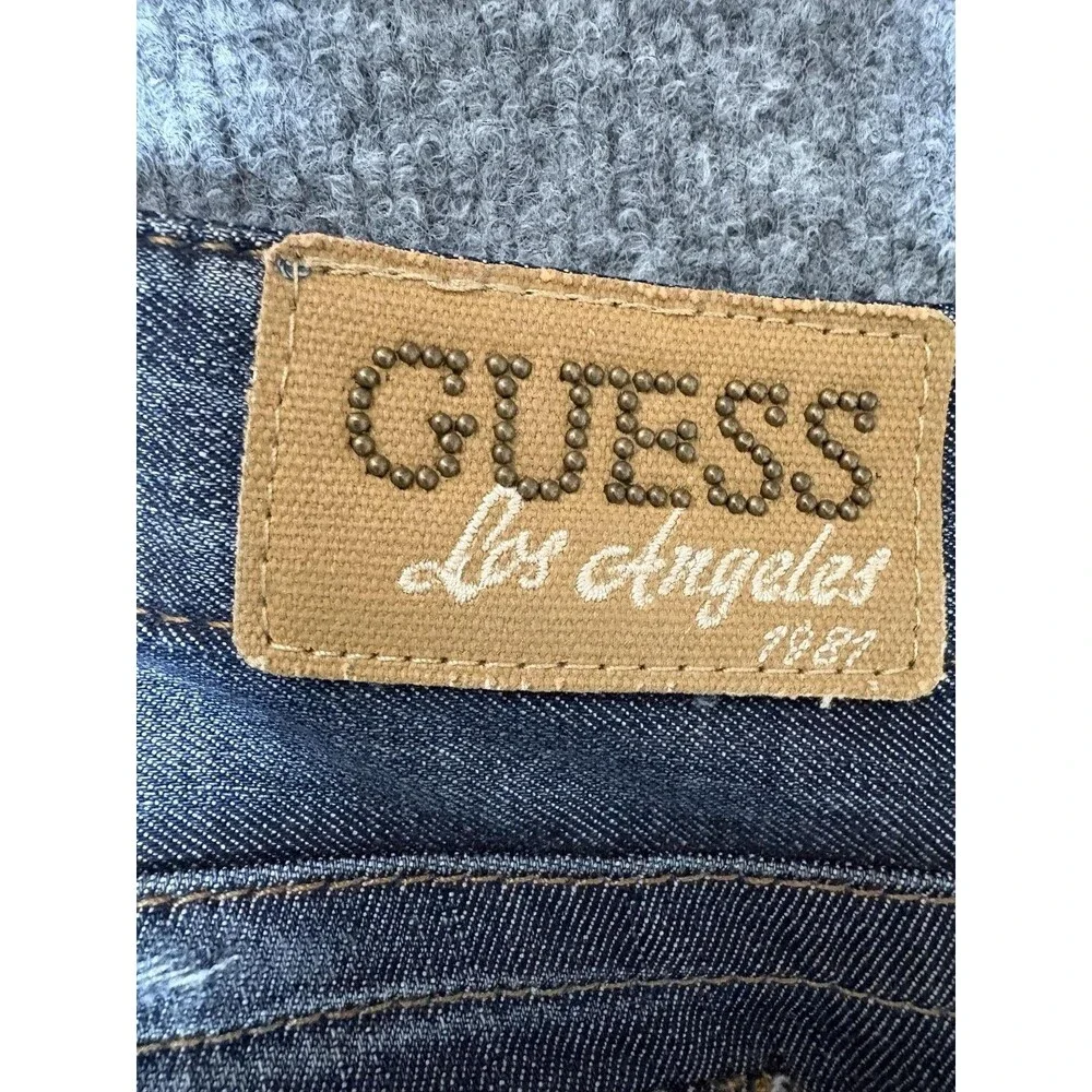 GUESS Jeans Mens 31x33 Blue Straight Regular Fit Distressed Denim Casual